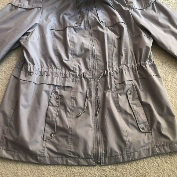 INTL DETAILS Women's Rain Jacket Coat XL Gray Lightweight Removable Hood - Picture 5 of 14